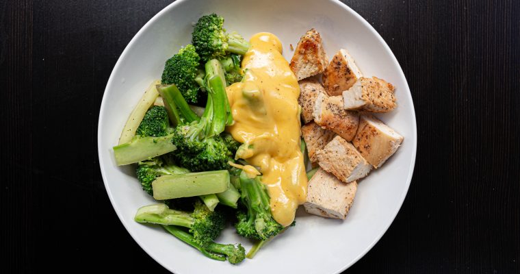Cheesy Broccoli, Chicken, and Rice Bowls